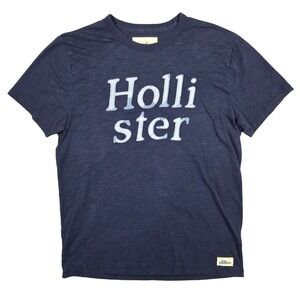 Y2k‎ Hollister Mens Graphic T-Shirt Navy Blue L Beach 2000s Grunge Punk Skater
